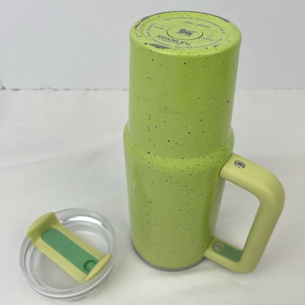 Stanley Flowstate Quencher H2.0‎ Tumbler Cup 30 oz Green Citron Speckle W/ Lid - Picture 8 of 9